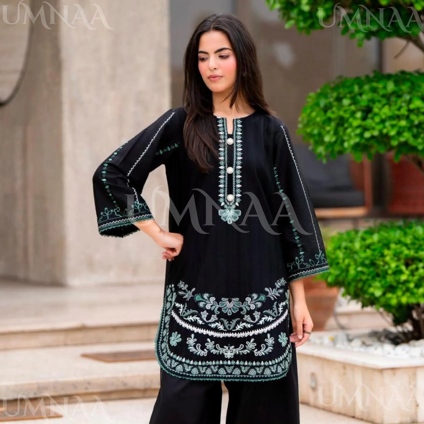 UA-277 Embroidered Trendy Cotton Co-Ord Set | Umnaa