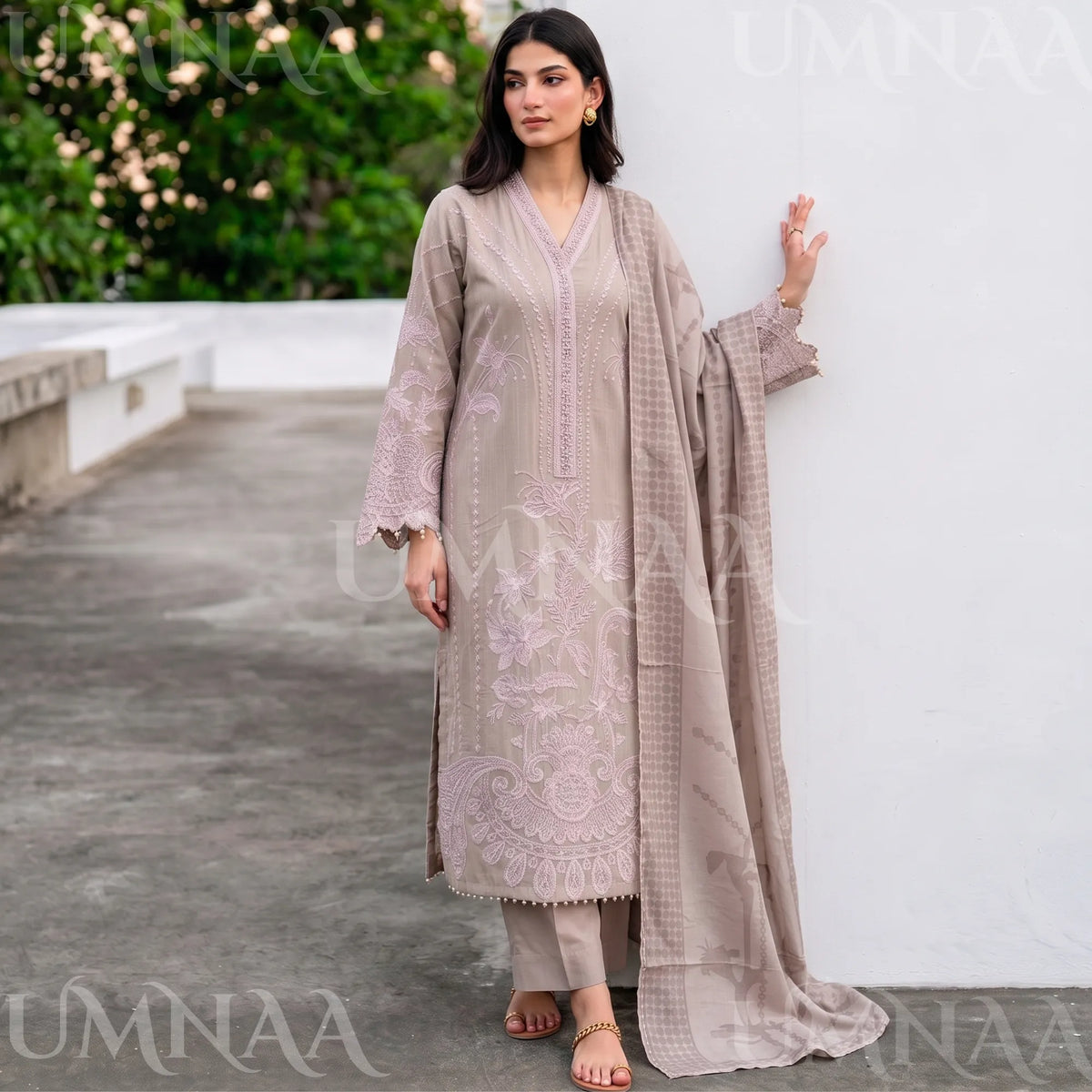 UA-272 Embroidered Cambric Cotton 3 Pc Collection | Umnaa