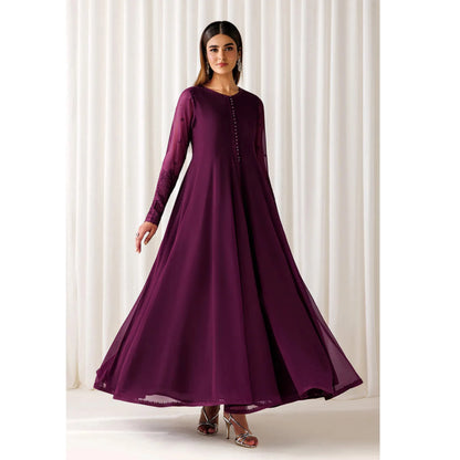 UA-281 Embroidered Chiffon Frock 3 Pc Collection | Umnaa