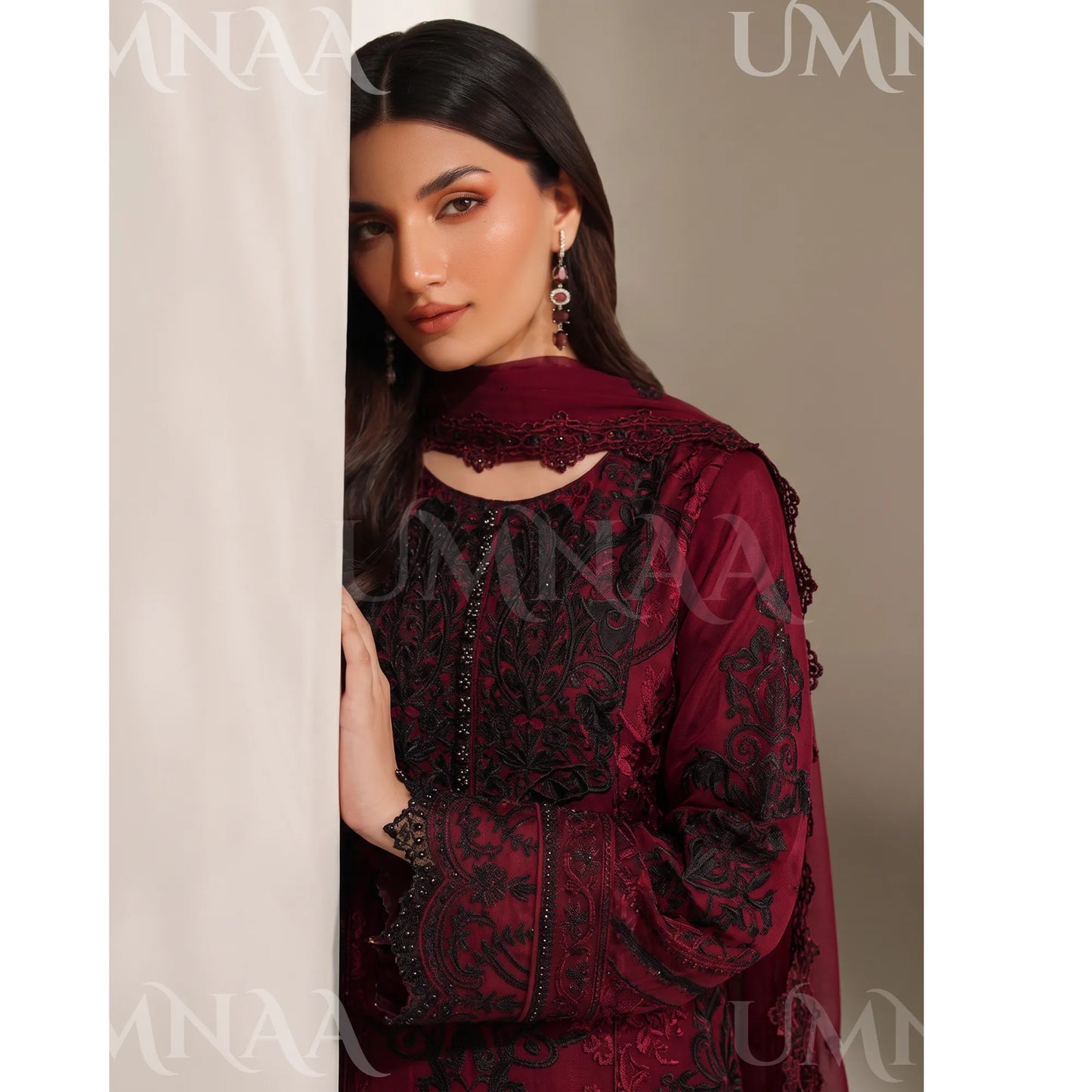 UA-283 Embroidered Chiffon 3 Pc Collection | Umnaa