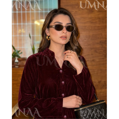UA-301 Coat Style Velvet Co-Ords 2 Pc | Umnaa