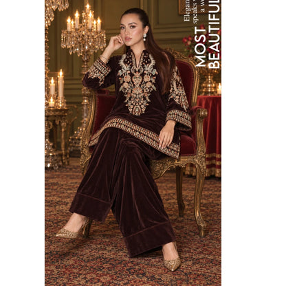 RA-42 Mehr-e-Noor Luxury Velvet Co-Ords | Raniya.h