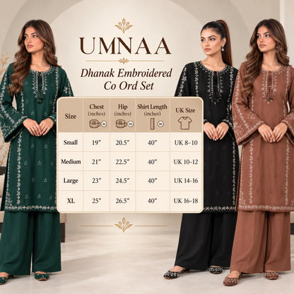 UA-305 Embroidered Dhanak Co-Ord set | Umnaa