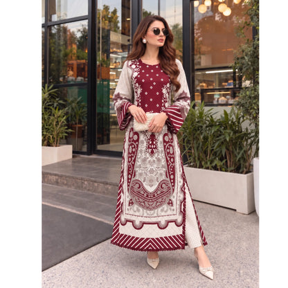 UA-319 Printed Shamooz Silk Kaftan Co-Ords 2 Pc | Umnaa