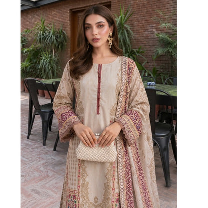 UA-325 Printed Kaftan Khaddar Style 3 Pc Collection | Umnaa