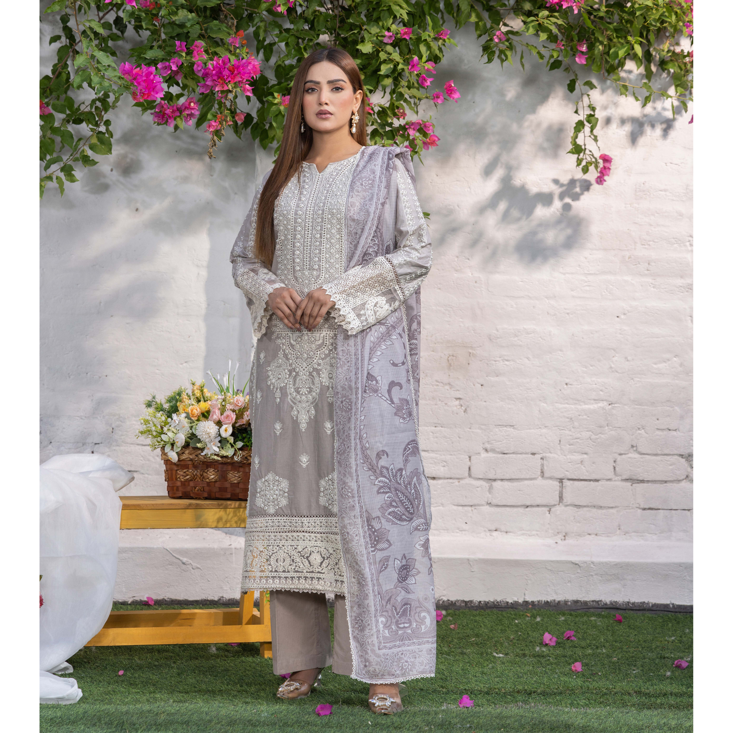 UTT-05 Embroidered Cambric Cotton 3 Pc Ready to wear Collection | Traditional Thread