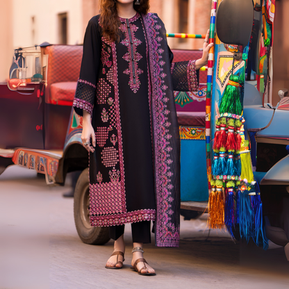 UCA-15 3 Pc Embroidered Cambric Cotton Ready to Wear Eid Collection by Casuallite