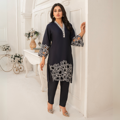UA-55 Embroidered Viscose Linen 2 Pc Pakistani Co Ord Set Dress | UMNAA