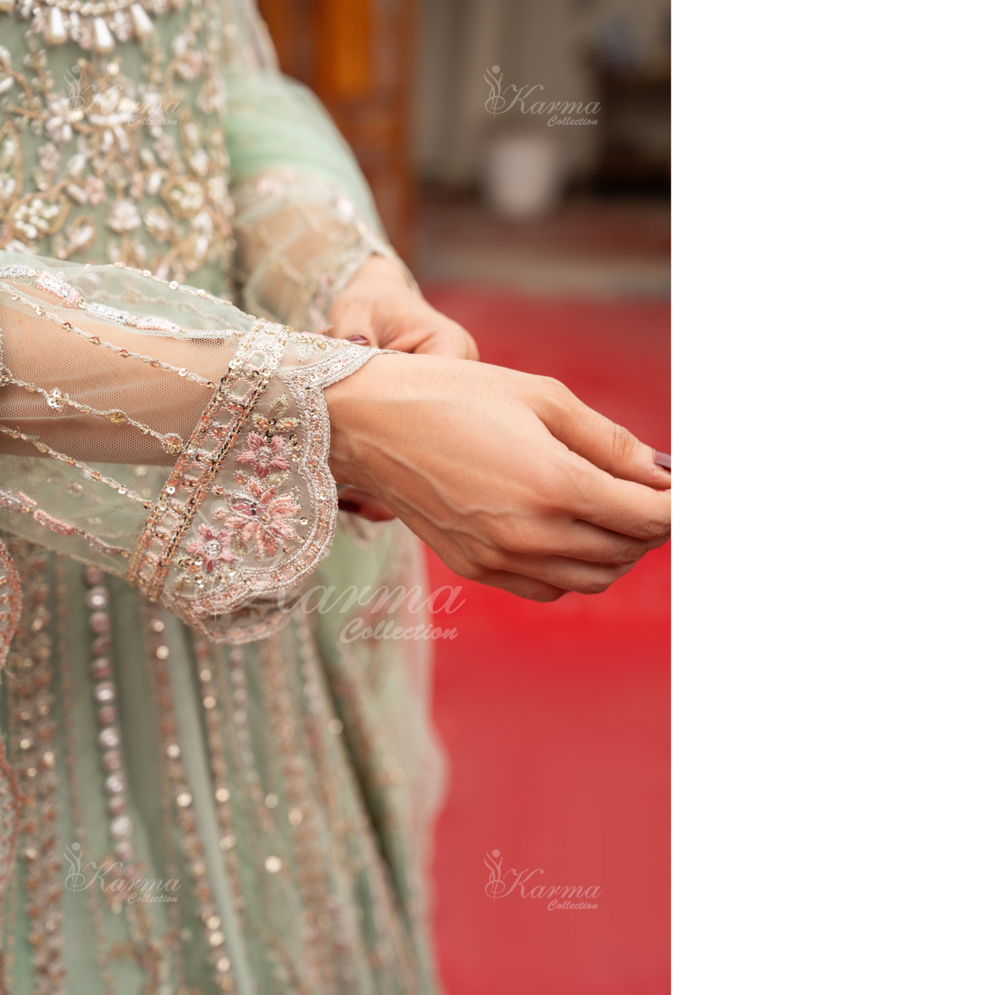 Luxury Embroidered soft Net long Maxi | Wedding Collection | karma Collection | UMKC01301