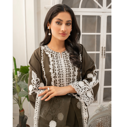 UA-53 Embroidered Viscose Linen 3 Pc Pakistani Dress | Ready to wear | UMNAA