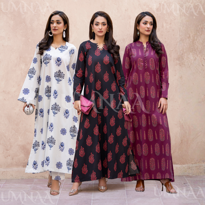 RA-33 Embroidered Lawn Long Kaftan Style 2 Piece Casual Summer Collection by Raniya.h