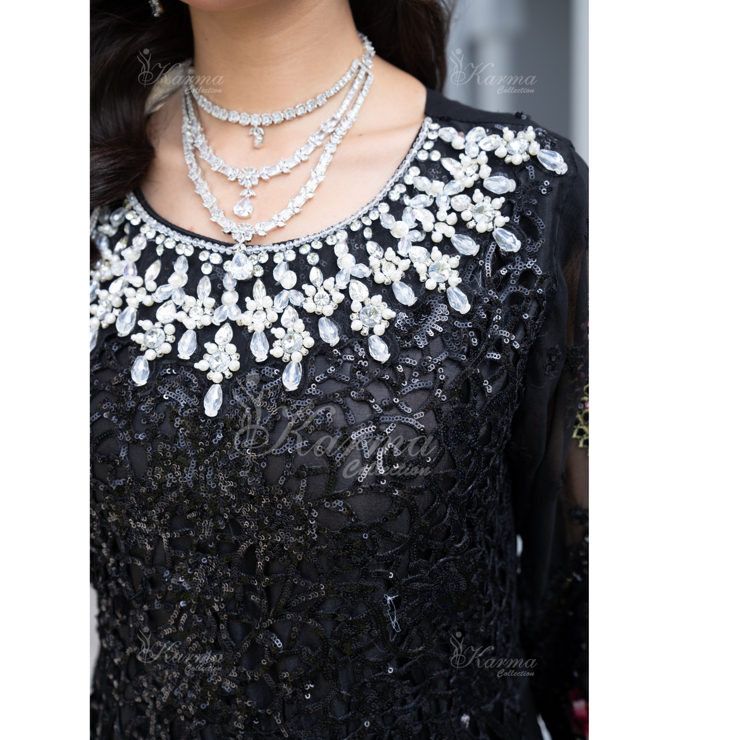 Luxury Embroidered Chiffon long Maxi with chiffon duppata  | Wedding Collection | karma Collection | UMKC01101