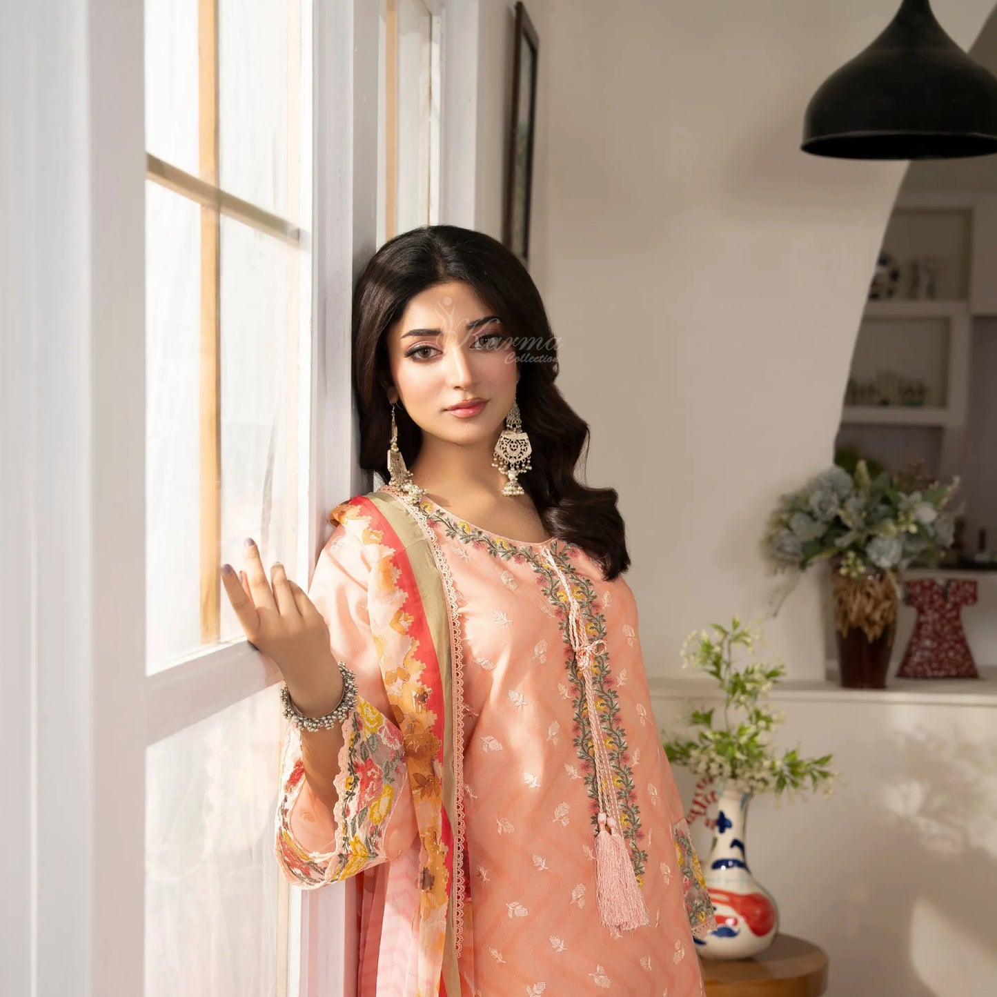 "Gulmahar" Embroidered Lawn Farshi Shalwar Collection by karma Collection