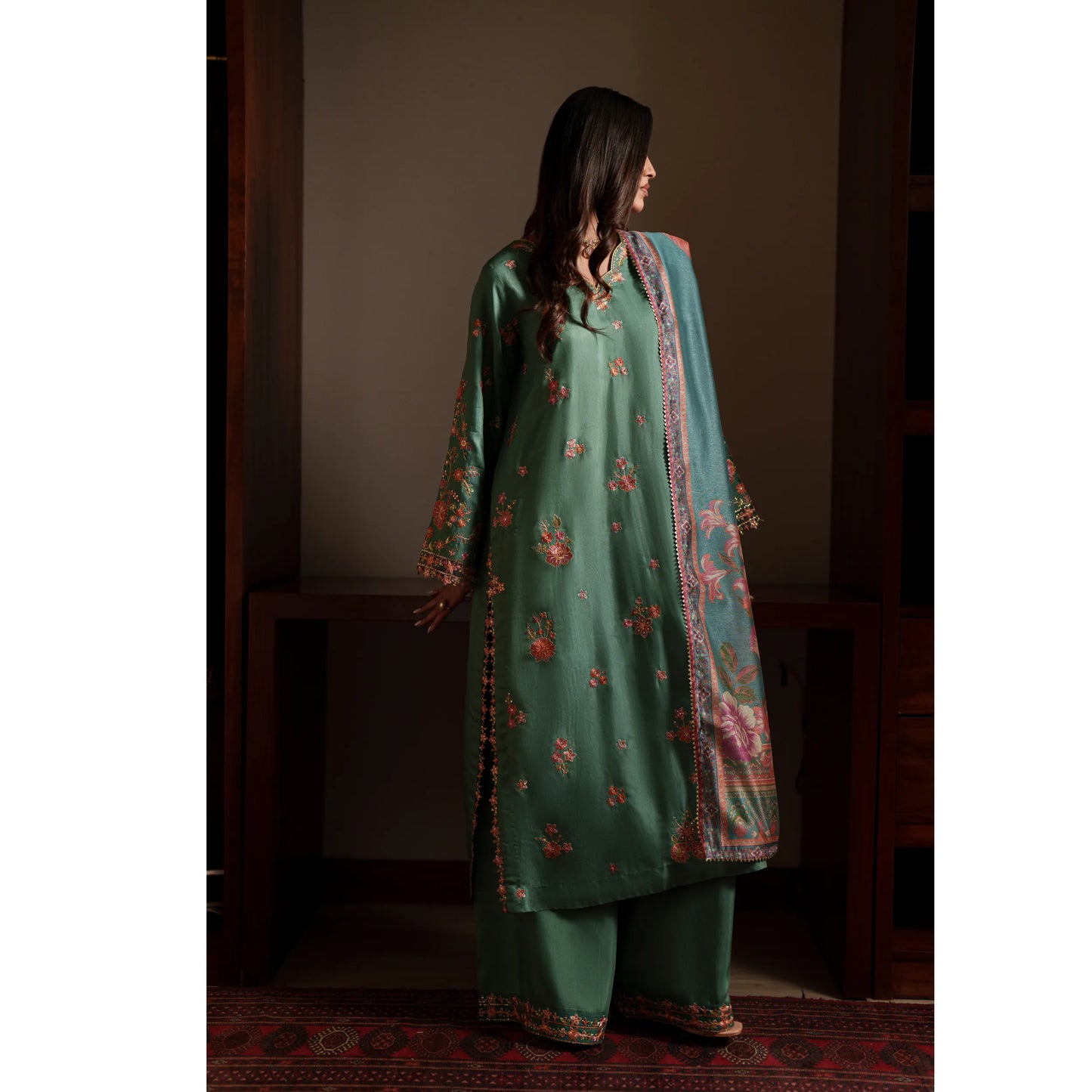 UCA-37 EALA Festive Embroidered Viscose Dress with Printed Silk Dupatta | Women’s Festive Wear Pakistani Designer Outfit by Casuallite