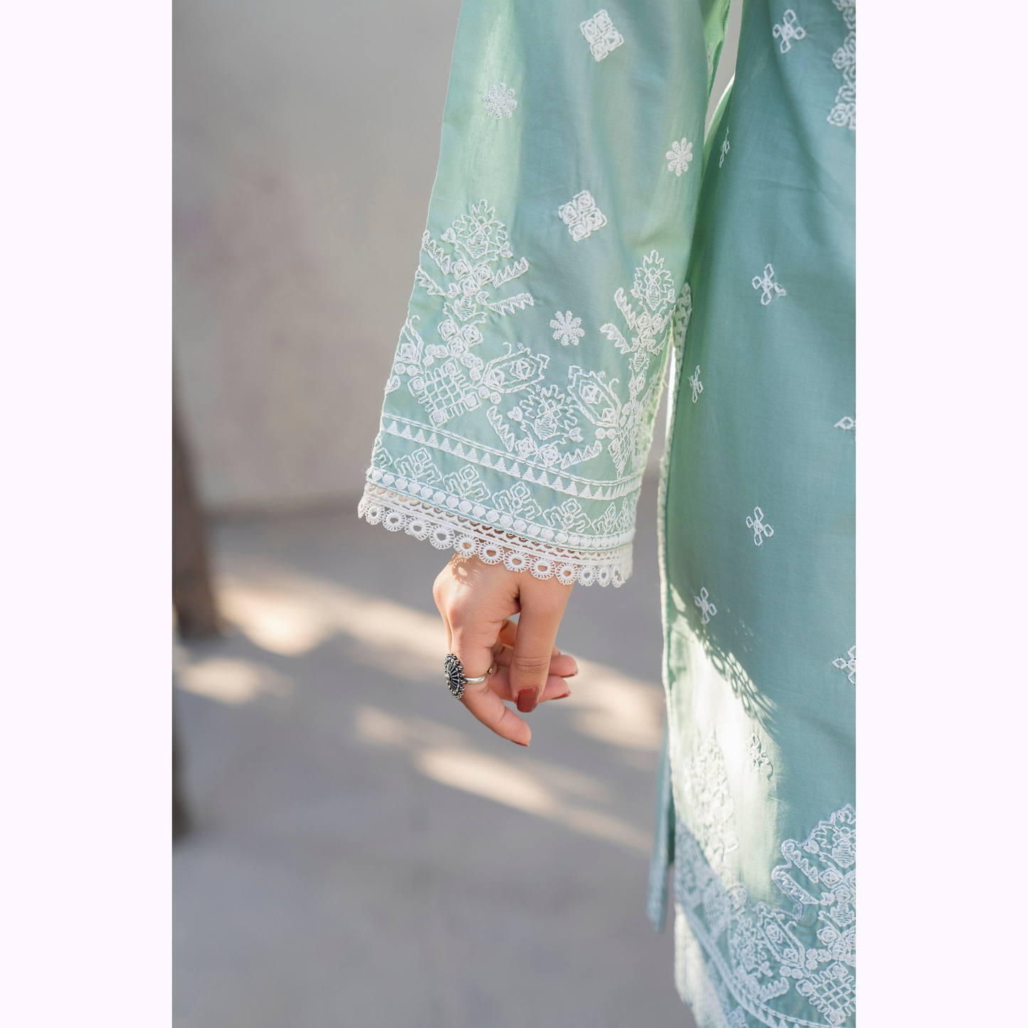 KC-1444 Embroidered Cambric Cotton Farshi Shalwar Ready to Wear 3 Pc - Karma Collection