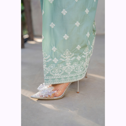KC-1444 Embroidered Cambric Cotton Farshi Shalwar Ready to Wear 3 Pc - Karma Collection