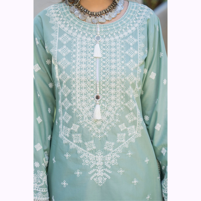 KC-1444 Embroidered Cambric Cotton Farshi Shalwar Ready to Wear 3 Pc - Karma Collection