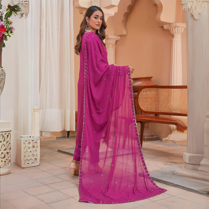 UA-30 Luxury Embroidered Viscose Linen Dress 3 Pc | Winter Collection | Umnaa