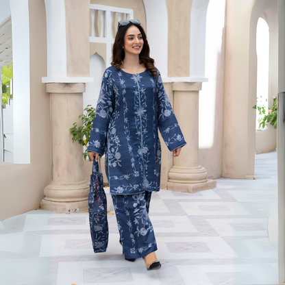2 Printed Pakistani Co-Ords Set with Bag | Ready to Wear | Raniya.h | UMRAH0901