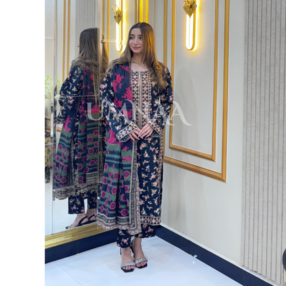UA-35 Printed Embroidered Khaddar 3 Pc Dress | Ready to wear | UMNAA