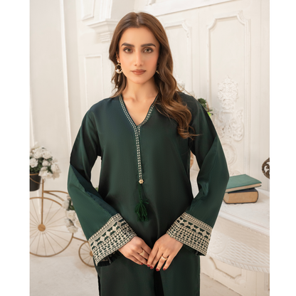 UA-50 Embroidered Viscose Linen  2 Pc Pakistani Co Ord Set Dress | Ready to wear | UMNAA