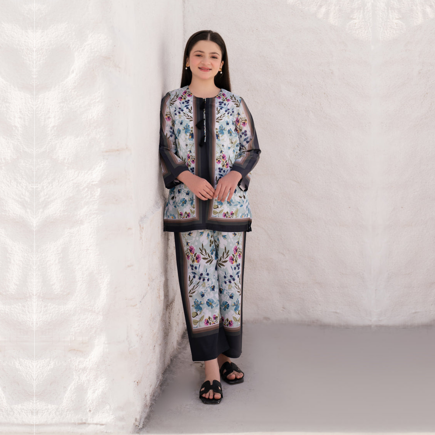 2 Pc Mother & Daughter Pakistani Printed Co-ord Set Collection by Garnet