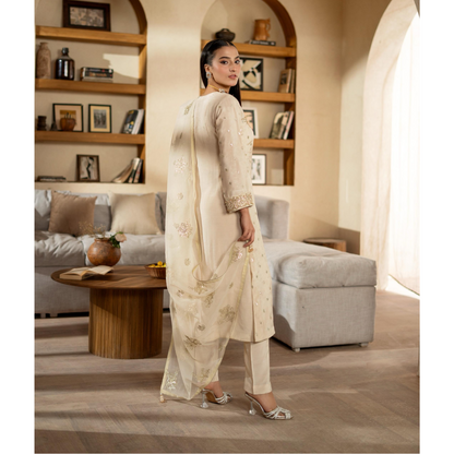3 Pc Embroidered Raw Silk Farshi Shalwar kameez Pakistani Dress | Ready to wear | Raniya.h URA-14
