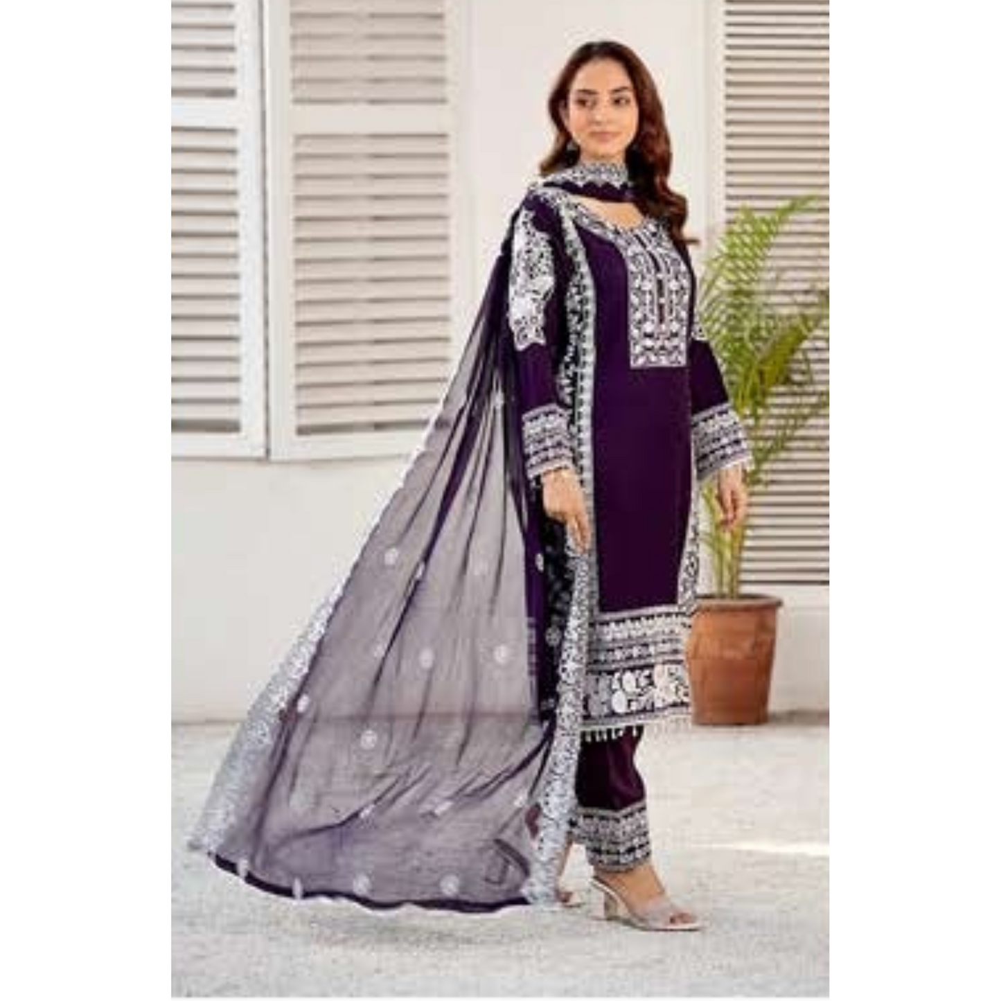UMRZ-43 Luxury Handwork Embroidered Chiffon Dress 3 Pc |Ready to Wear| Rangz