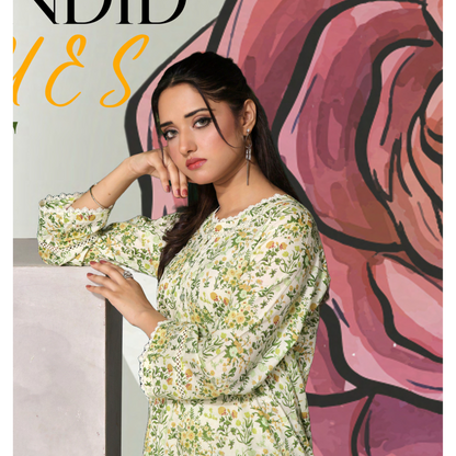 2 Pc Ready to wear Printed Lawn Co-Ords Dress - Saphron