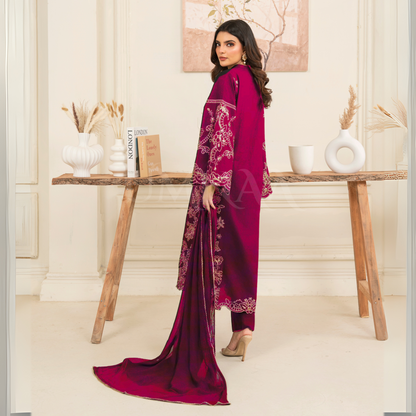 UA-95 3 Pc Embroidered Summer Lawn | Ready to Wear | Umnaa