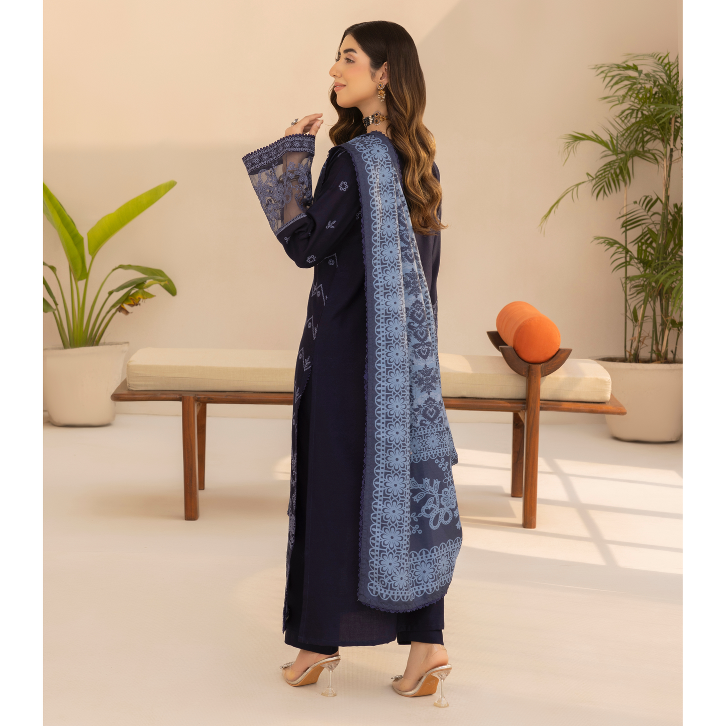 UMS-36 Anya by Simrans Embroidered Dhanak Dress with Winter Shawl | Ready to Wear | Asian Clothes