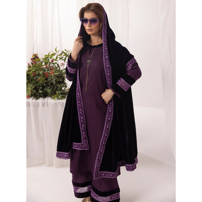 UMS-42 Raqs e bismil khaddar dress with Velvet Shawl by Simrans | Ready to Wear | Asian Clothes