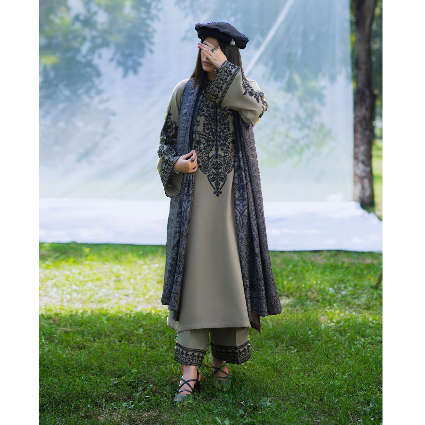 UCA-31 Embroidered Dhanak with Pashmina Shawl Winter Collection by Casuallite