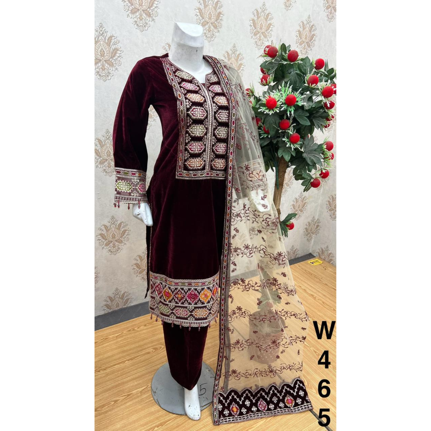 UA-142 Embroidered Luxury Velvet Collection by Umnaa | Asian clothes