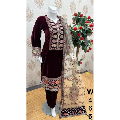UA-142 Embroidered Luxury Velvet Collection by Umnaa | Asian clothes