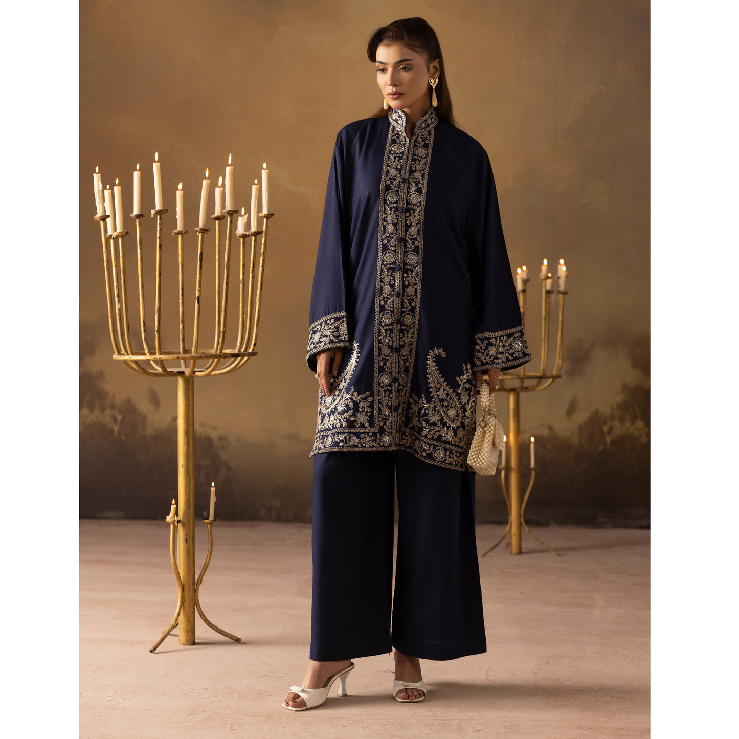 UMS-48 Embroidered Dhanak 2 Pc Co-Ords Set by Simrans