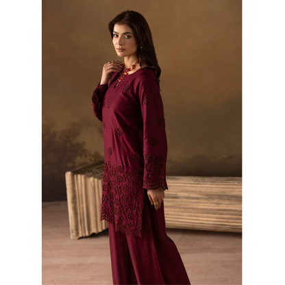 UMS-50 "Luxkari" Linen Chikenkari Co-Ords 2 pc Set by Simrans