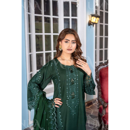 UA-159 Embroidered Dhanak Collection by Umnaa