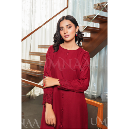 UMS-53 Solid Embroidered Dhanak Co-Ords Set | Ready to Wear | Simrans