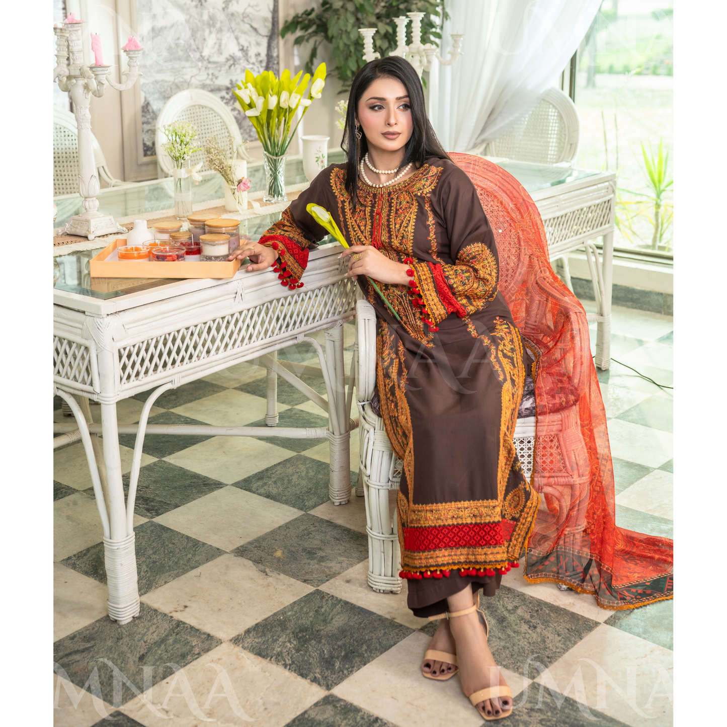 UA-163 Embroidered Linen Festive Collection | Ready by Wear | Pakistani Dress Asian Clothes Umnaa