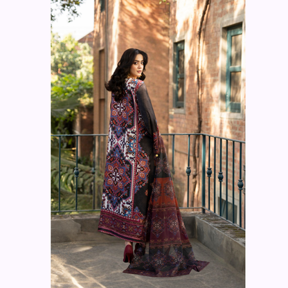 "Eliana" Embroidered Printed Shamooz Silk by Karma Collection | Asian Clothes | Eid