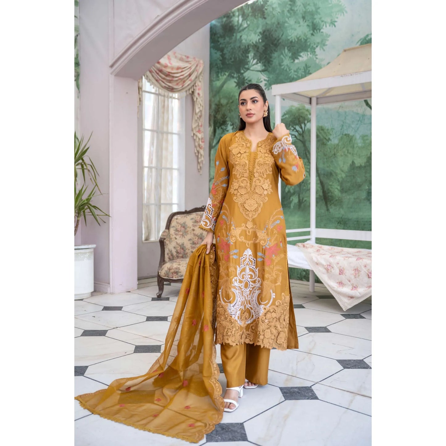 UMRZ-55 Festive Maria.b Lux by Rangz Embroidered Linen Collection