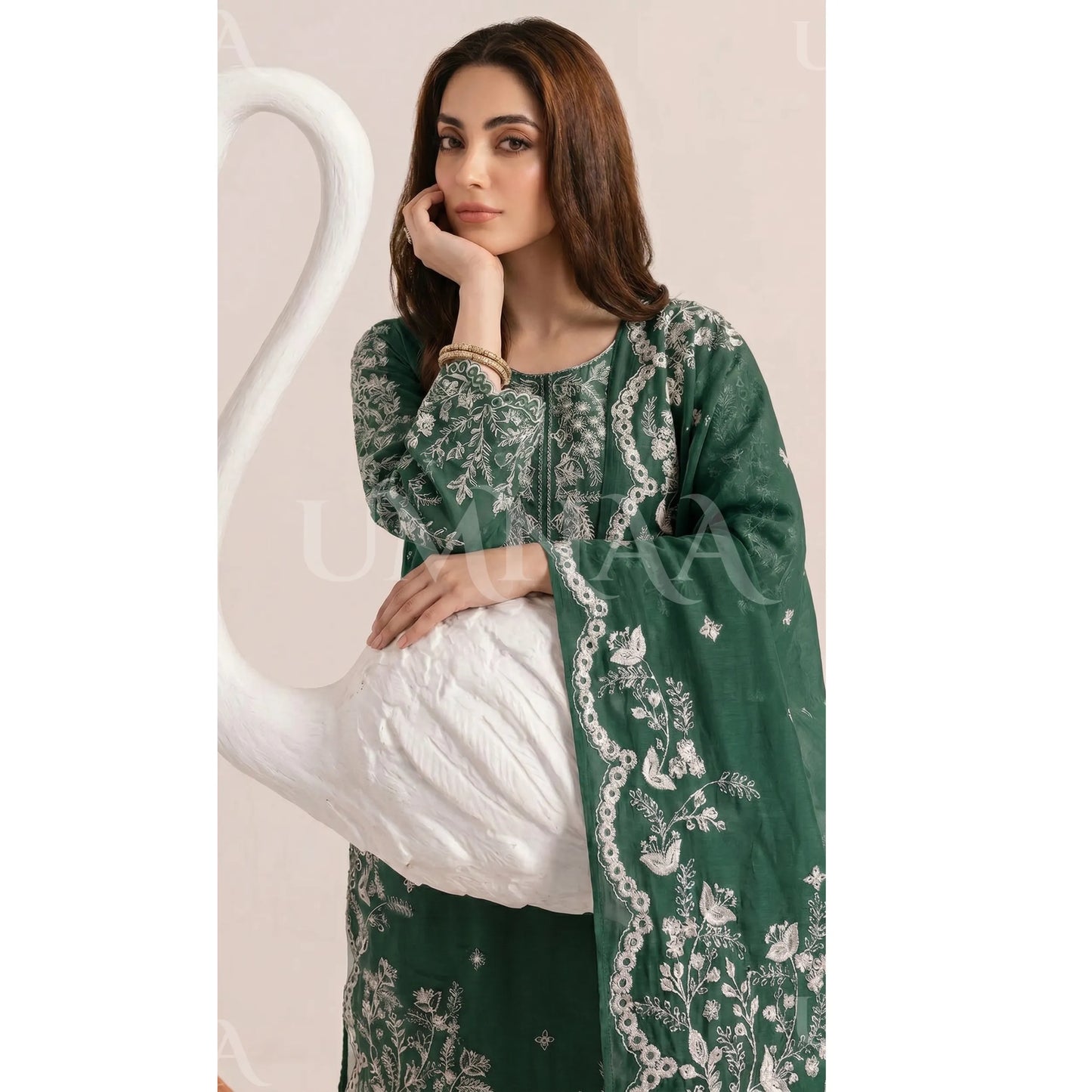UA-190 Embroidered Cotton Collection 3 Piece | Ready to Wear | Asian clothes