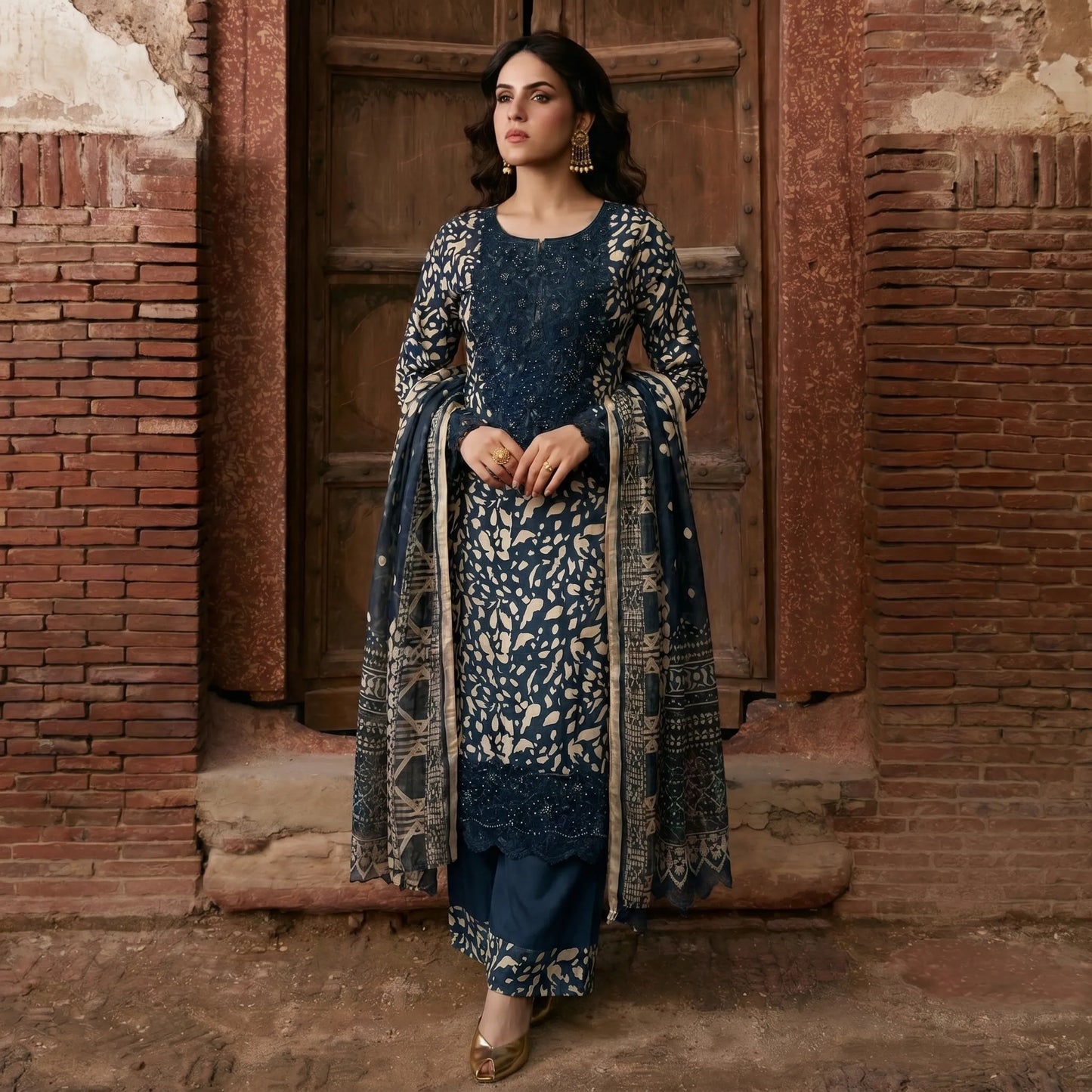 UA-198 Embroidered Printed Poly Silk Lawn Collection by Umnaa | Ready to Wear | Asian Clothes