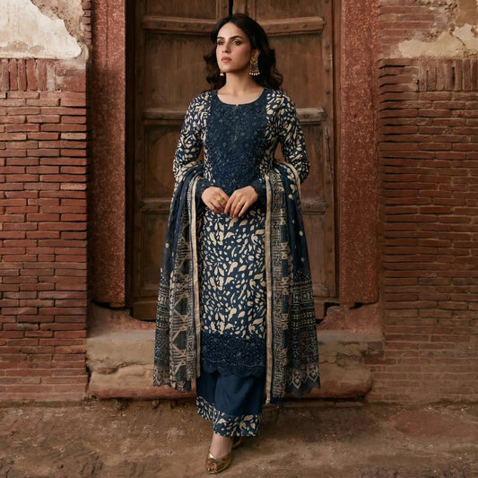 UA-198 Embroidered Printed Poly Silk Lawn Collection by Umnaa | Ready to Wear | Asian Clothes