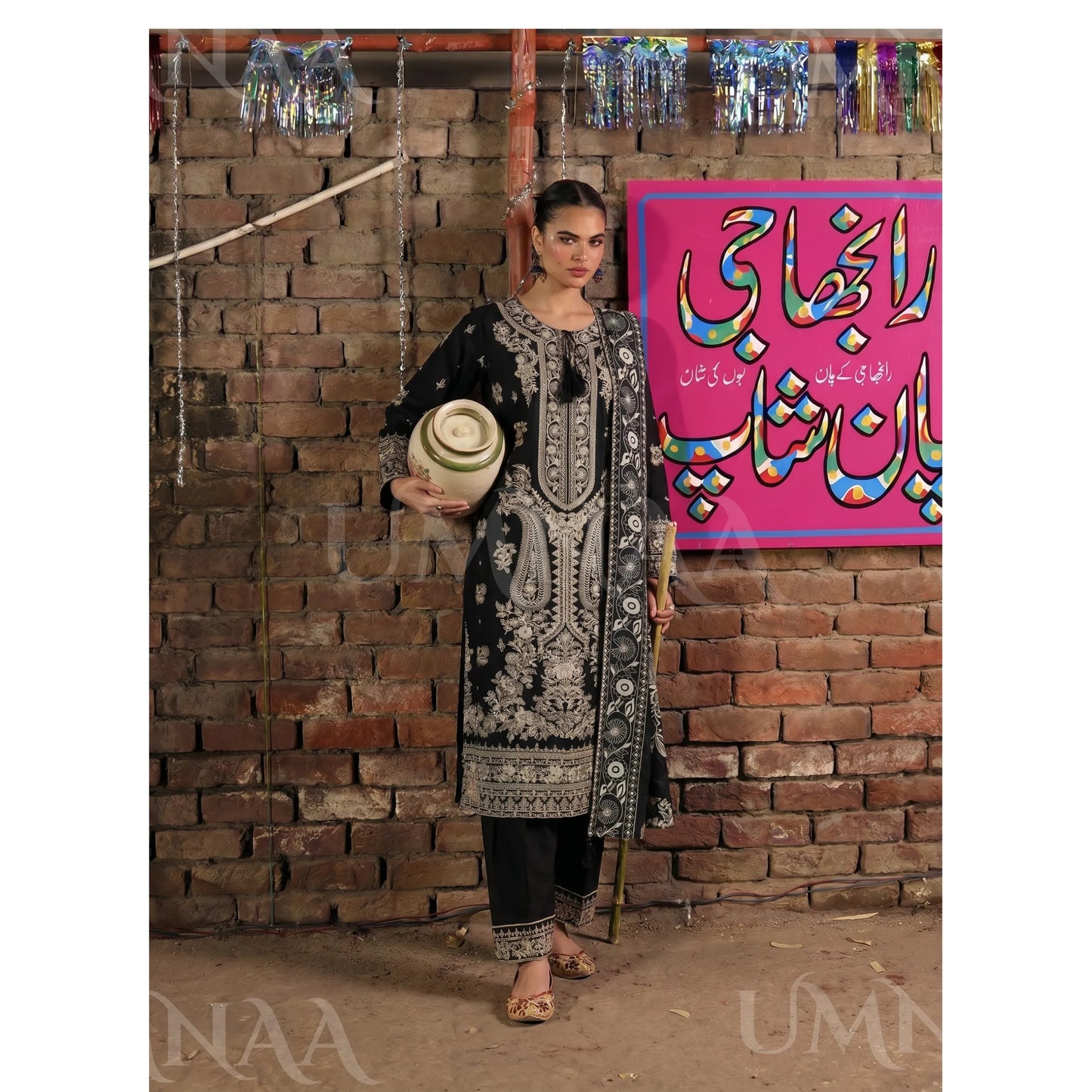 UA-199 Embroidered Cambric Cotton Collection by Umnaa | Ready to Wear Pakistani Asian clothes for women