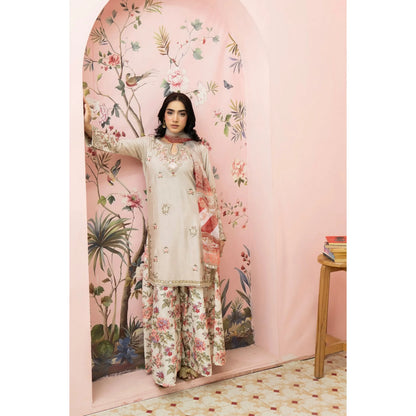 UMRZ-60 Maharani Festive Embroidered Linen with printed Sharara collection by Rangz | Ready to Wear Pakistani Asian clothes