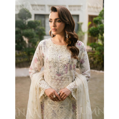 UA-200 Embroidered Chiffon 3-Piece with Printed Lining & Trouser