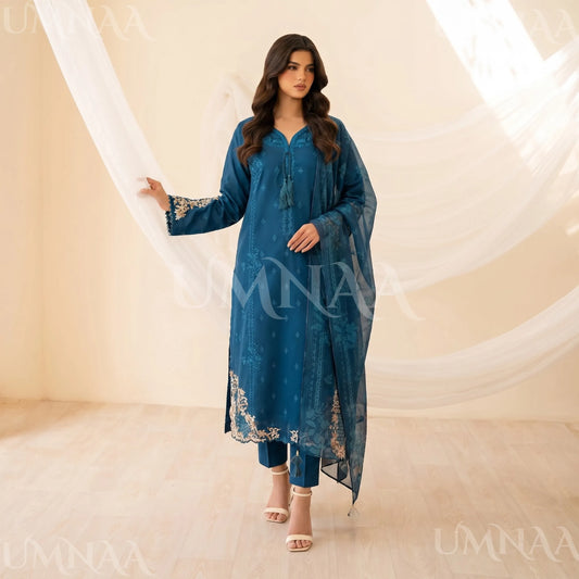 UA-209 Embroidered Cambric Cotton Collection by Umnaa | Ready to Wear Pakistani Asian clothes