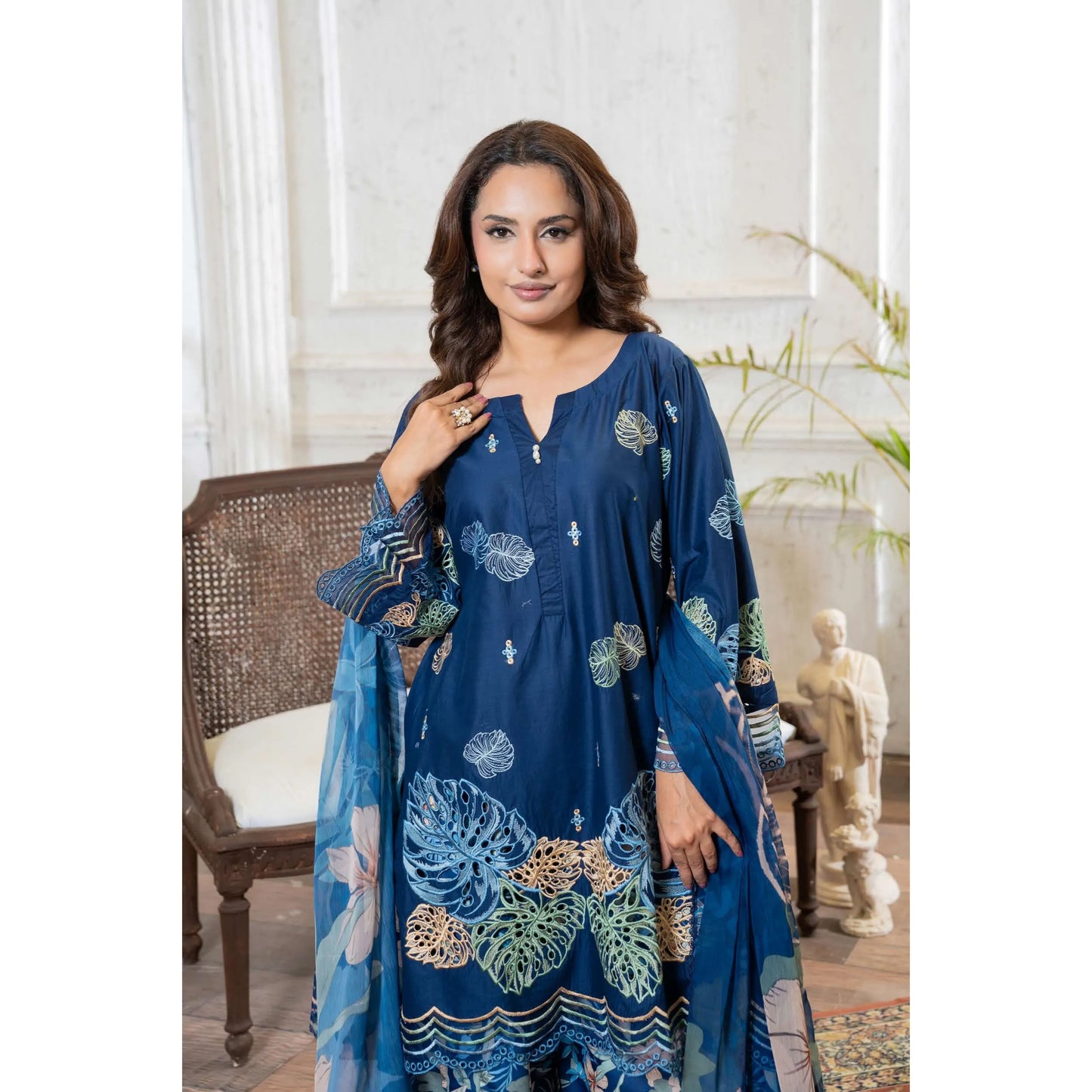 UMRZ-61 "Riwayat" by Rangz Embroidered Cotton with poly Lawn Sharara Festive collection| Ready to Wear Pakistani Asian clothes